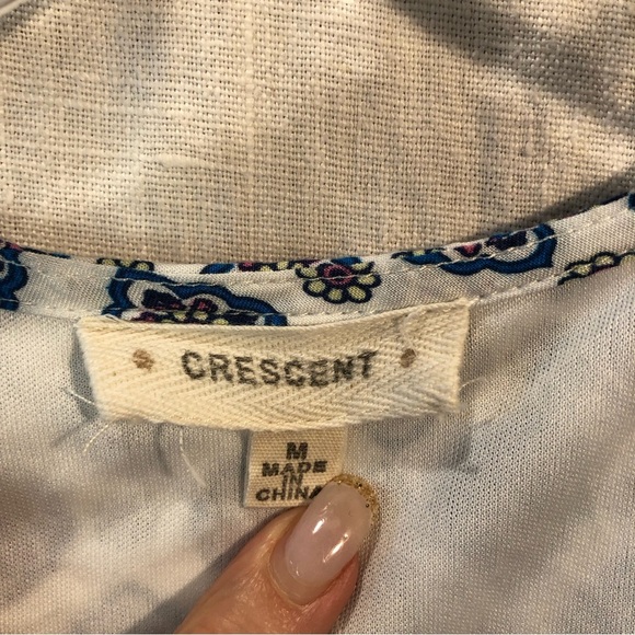 Crescent maxi dress deep v neck aqua paisley print border tassel drawstring M - Picture 7 of 14